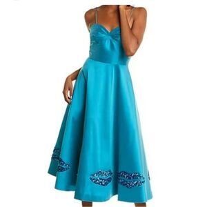 Sachin + Babi Blue Strapless A-Line Midi Dress